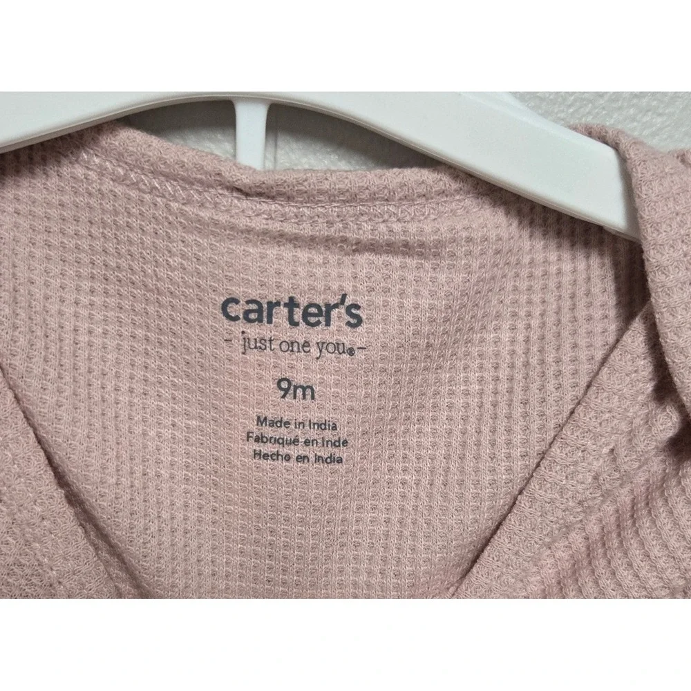 Carters Just One You Baby 9M Pink Waffle Knit 2pc Top and Pants Set